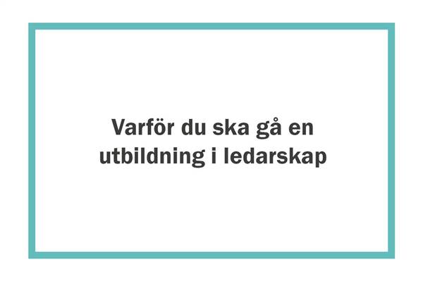 Varför ska du gå en utbildning i ledarskap?